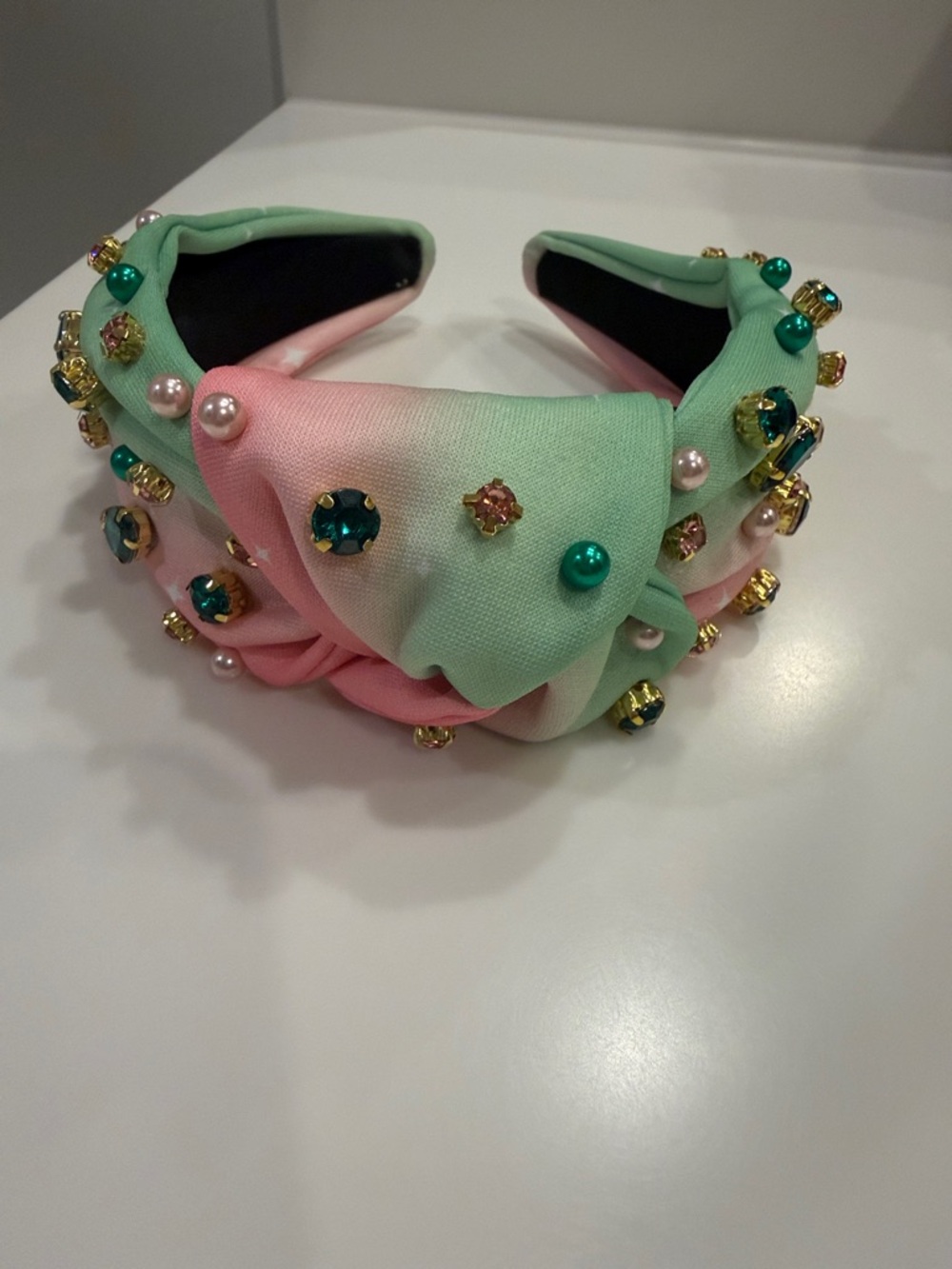 Amazon Essentials Pastel Pink & Mint Jeweled Knotted Headband